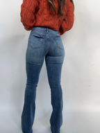 Sarah Distressed Flare Jeans – Medium Wash High Rise