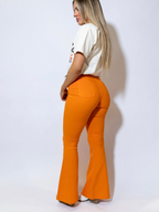 Fiona High Waisted Bell Bottom Flare Jeans – Orange Stretch Denim