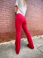 Fiona High Waisted Bell Bottom Flare Jeans – Red Stretch Denim