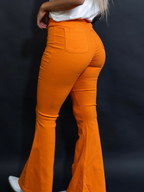 Fiona High Waisted Bell Bottom Flare Jeans – Orange Stretch Denim