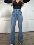 Danny Medium Wash Flare Jeans – High Rise Stretch Denim