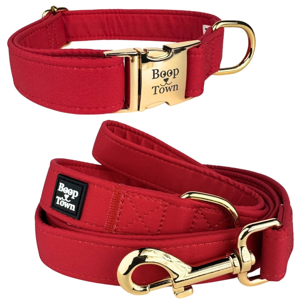 Boop Town Dog Collar and Leash Set – Cotton Adjustable Set with Gold Hardware