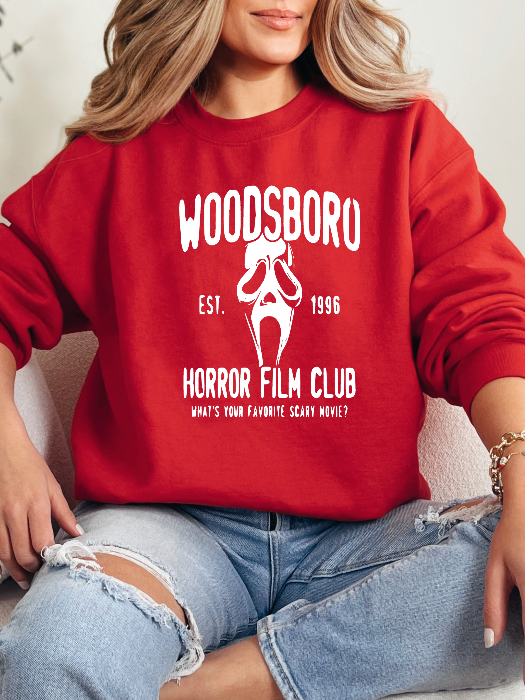 Woodsboro Horror Film Club Graphic Crewneck in Red