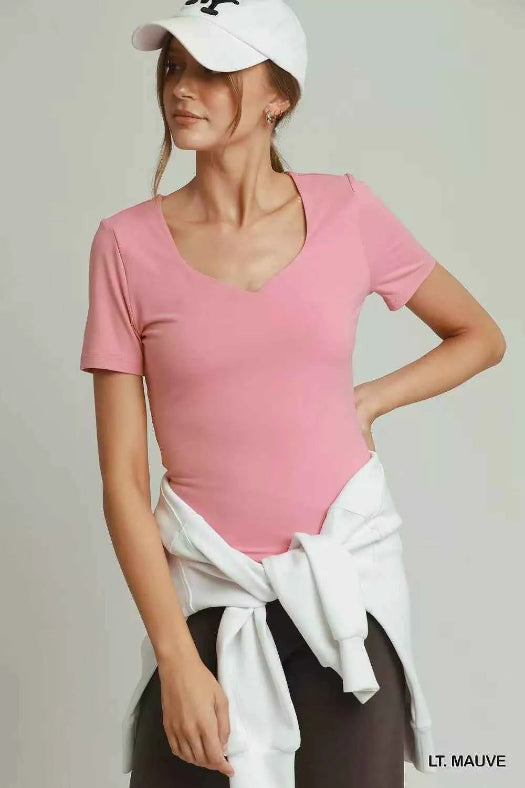 Umgee Sweetheart Neckline Front Double-Lined Top