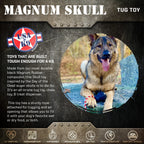USA-K9 Magnum Skull by SodaPup black rubber dog chew toy and treat dispenser made in the USA for extreme chewers and dogs approximately 30 to 65 pounds.