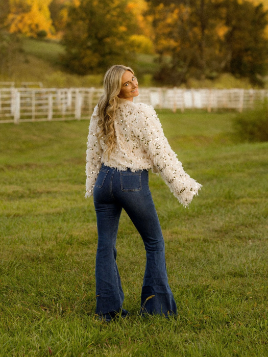 Fiona High Waisted Bell Bottom Flare Jeans – Medium Wash Denim