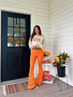 Fiona High Waisted Bell Bottom Flare Jeans – Orange Stretch Denim