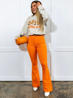 Fiona High Waisted Bell Bottom Flare Jeans – Orange Stretch Denim