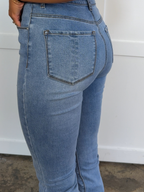 Danny Medium Wash Flare Jeans – High Rise Stretch Denim