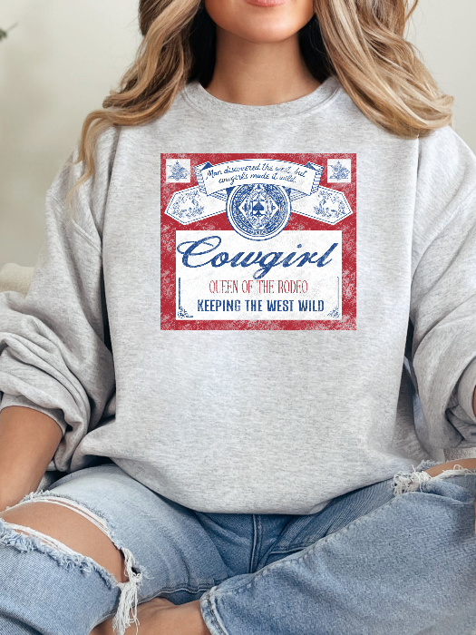 Queen of the Rodeo Graphic Tee, Cropped Hoodie & Crewneck in Grey