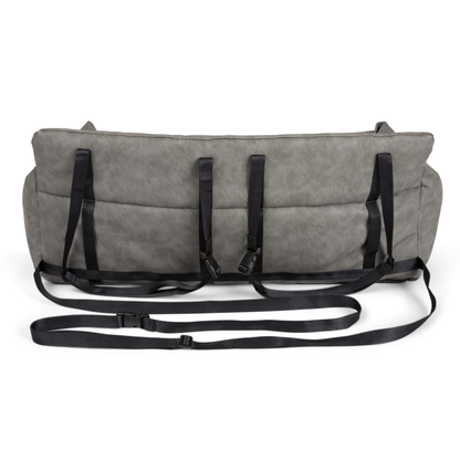 PupProtector™ Faux Leather Dog Car Bed – Memory Foam Booster Seat with Safety Straps, Waterproof Liner & Removable Cover