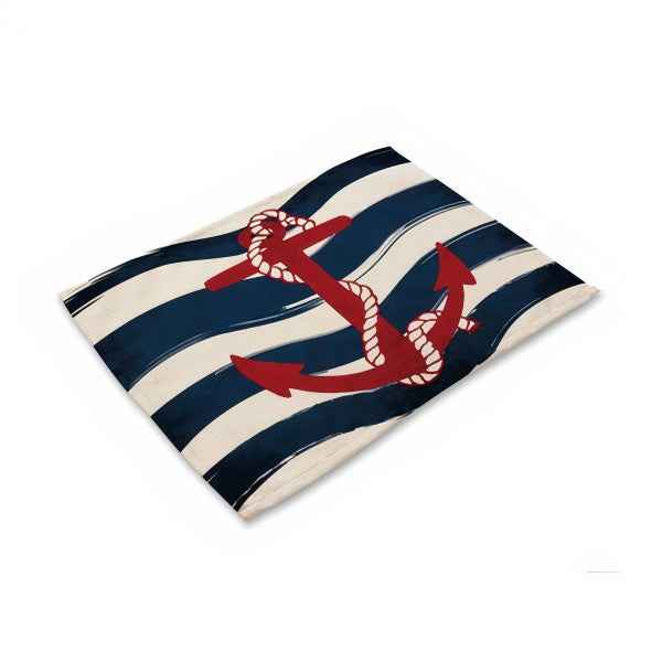 Nautical Placemat Set – Cotton Linen Table Placemats Set of 4