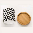 Black and White Planters Set – Ceramic Planters with Bamboo Trays