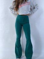 Fiona High Waisted Bell Bottom Flare Jeans – Teal Stretch Denim
