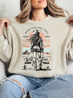 Women’s Blaze Your Own Trail Western graphic tee featuring an original Willow Boutique cowgirl design on a relaxed-fit Comfort Colors® 100% cotton Crewneck in Ivory