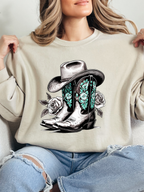 Dusty Boots Collection Grey Graphic Tee – Western Cowgirl Shirt
