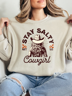 Stay Salty Christian Graphic Crewneck| Western Cowgirl Faith Shirt in ivory