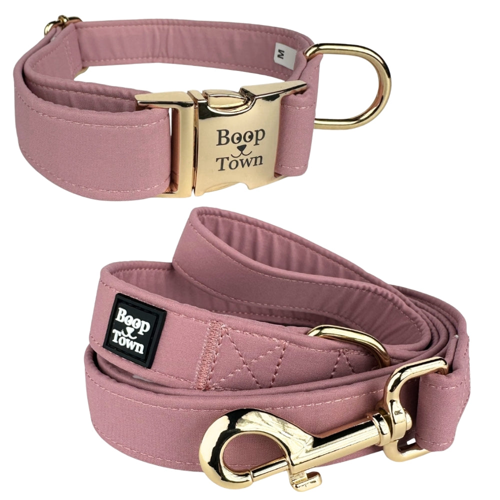 Boop Town Dog Collar and Leash Set – Cotton Adjustable Set with Gold Hardware