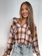 Rory Cropped Plaid Flannel – Raw Hem Button Down
