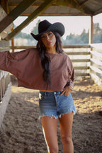 Saylor Distressed Denim Shorts – Medium Wash | Willow Boutique Exclusive