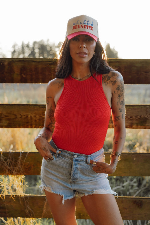 Jada Tummy Control Bodysuit in Red