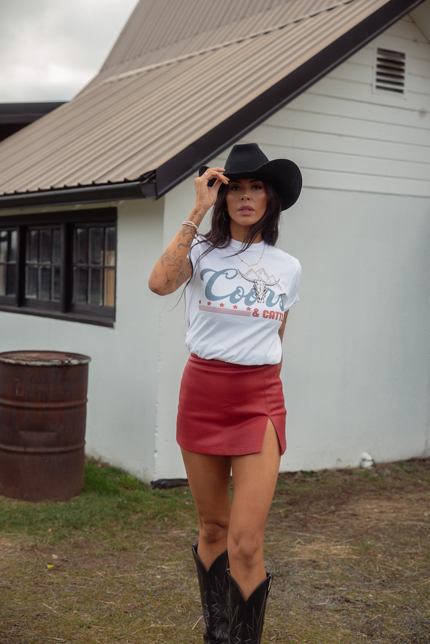 Call It Even Leather Skort – Faux Leather Side Slit Skort