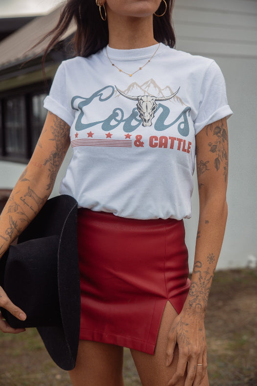 Call It Even Side Slit Leather Skorts