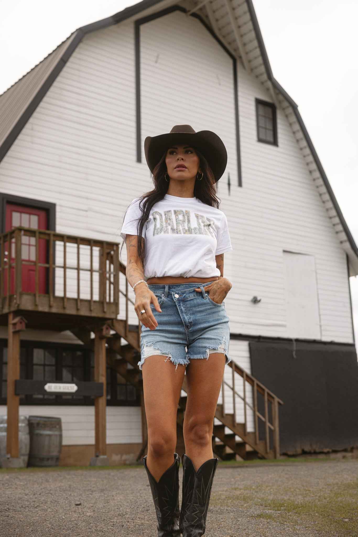 Lindsey Asymmetrical Distressed Shorts Medium Wash