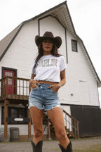 Lindsey Asymmetrical Distressed Shorts Medium Wash