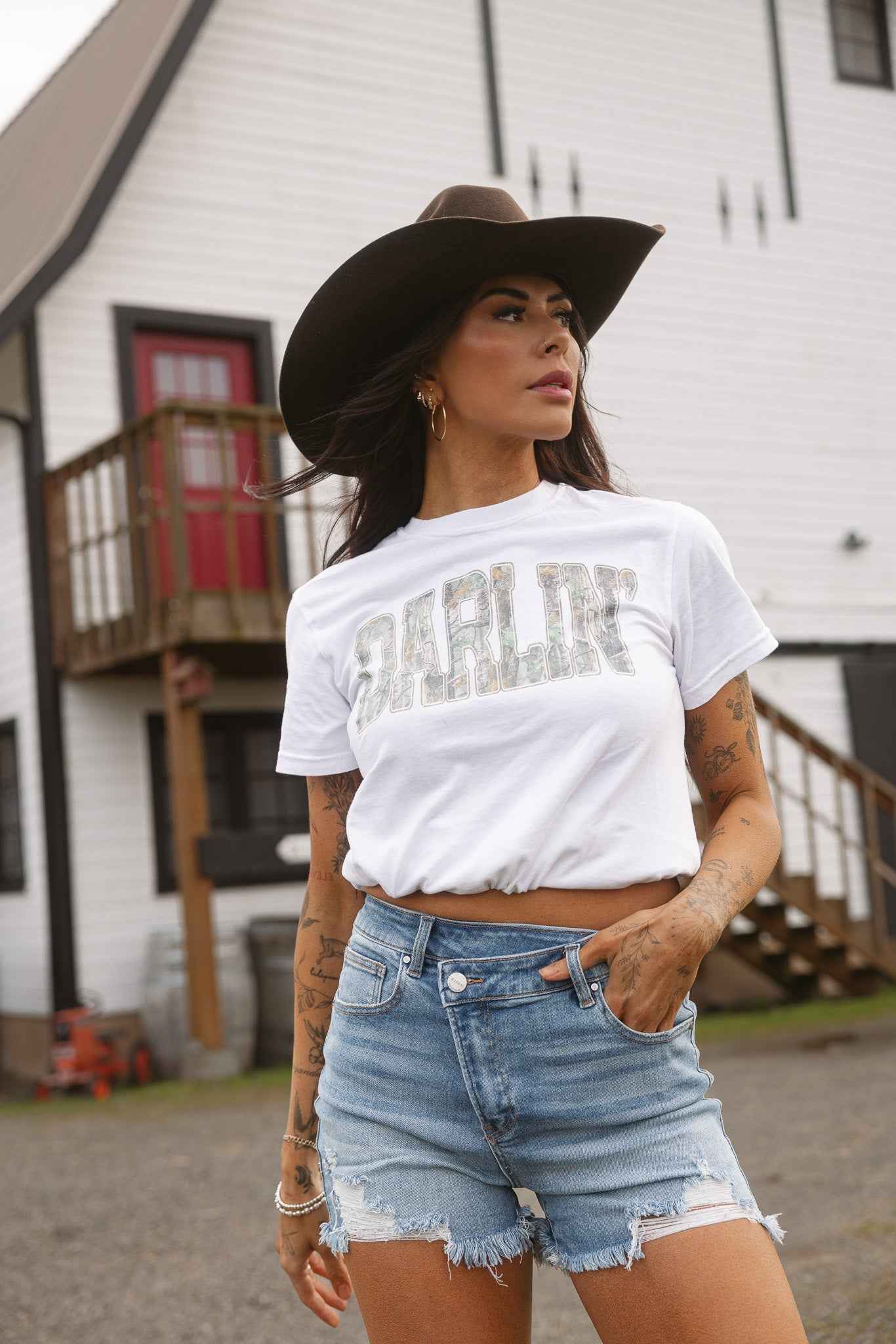 Lindsey Asymmetrical Distressed Shorts Medium Wash