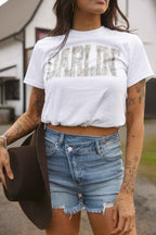 Lindsey Asymmetrical Distressed Shorts Medium Wash