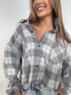 Rory Cropped Plaid Flannel – Raw Hem Button Down