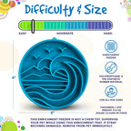 Light blue SodaPup Baja eTray shallow slow feeder dog bowl with textured enrichment design for flat-faced dogs and fast eaters.
