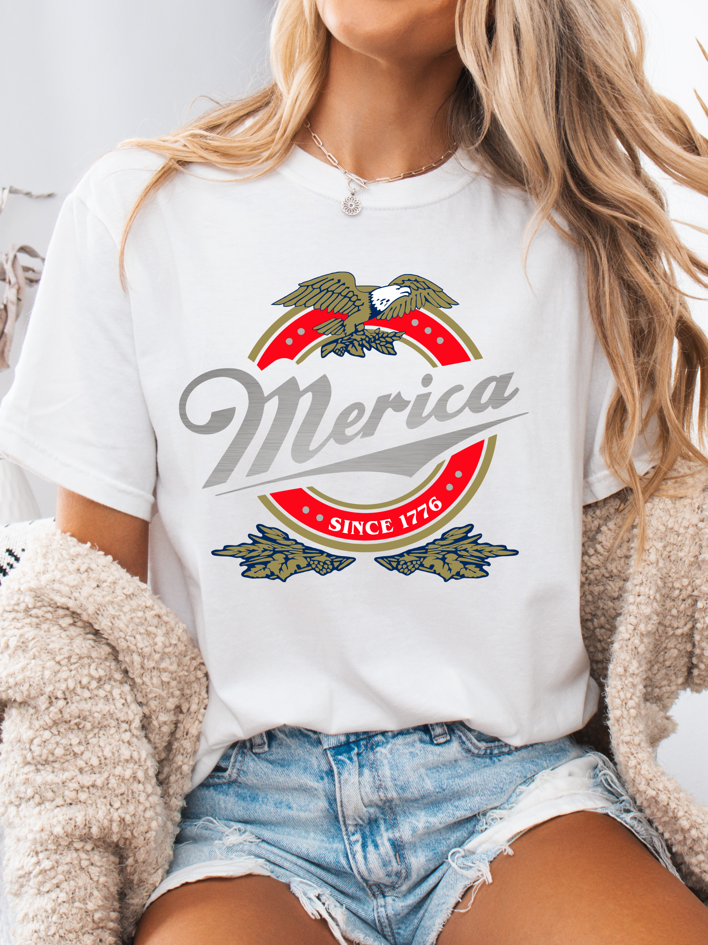 Merica Graphic Tee – Patriotic Red White Blue Shirt