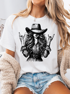 Women’s Lainey Cool Cowgirl graphic tee featuring an original Willow Boutique Western design on a relaxed-fit Comfort Colors® 100% cotton T-shirt in White