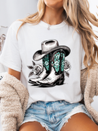 Dusty Boots Collection Grey Graphic Tee – Western Cowgirl Shirt