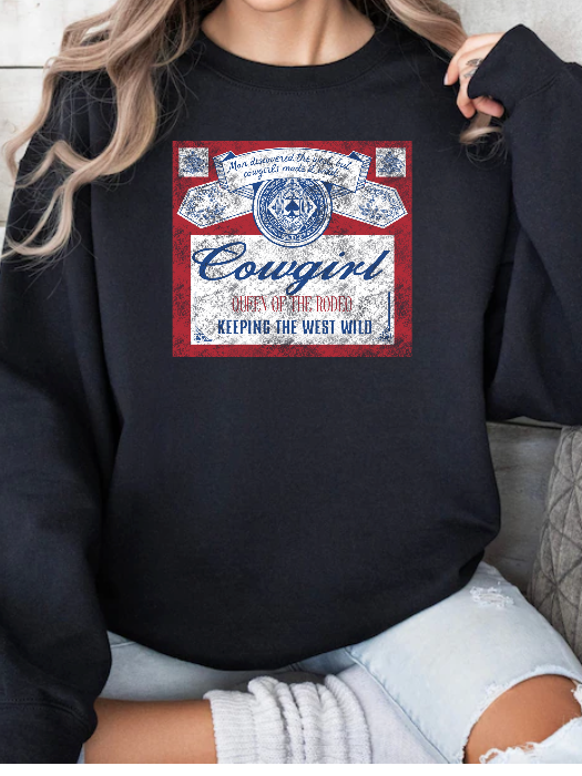 Queen of the Rodeo Graphic Tee, Cropped Hoodie & Crewneck in black