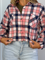 Rory Cropped Plaid Flannel – Raw Hem Button Down