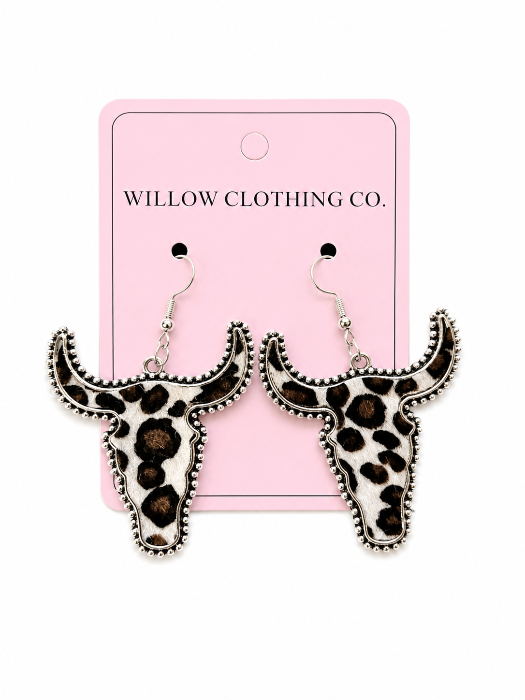 Cow Print Longhorn Earrings