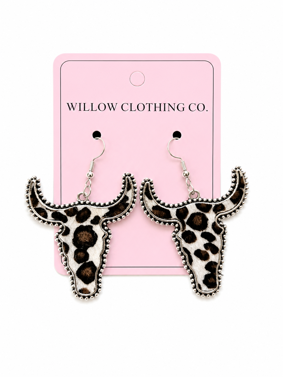 Cow Print Longhorn Earrings – Western Statement Dangle Earrings