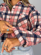 Rory Cropped Plaid Flannel – Raw Hem Button Down