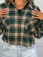 Rory Cropped Plaid Flannel – Raw Hem Button Down