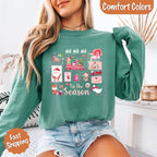 Comfort Colors Ho Ho Ho ’Tis The Season long sleeve Christmas shirt featuring a festive holiday graphic on a relaxed garment-dyed 100% cotton tee in Light Green