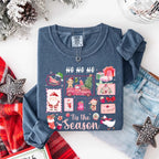 Comfort Colors Ho Ho Ho ’Tis The Season long sleeve Christmas shirt featuring a festive holiday graphic on a relaxed garment-dyed 100% cotton tee in Denim