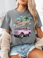 Sunset Chaser Graphic Tee, Cropped Hoodie & Crewneck – Comfort Colors