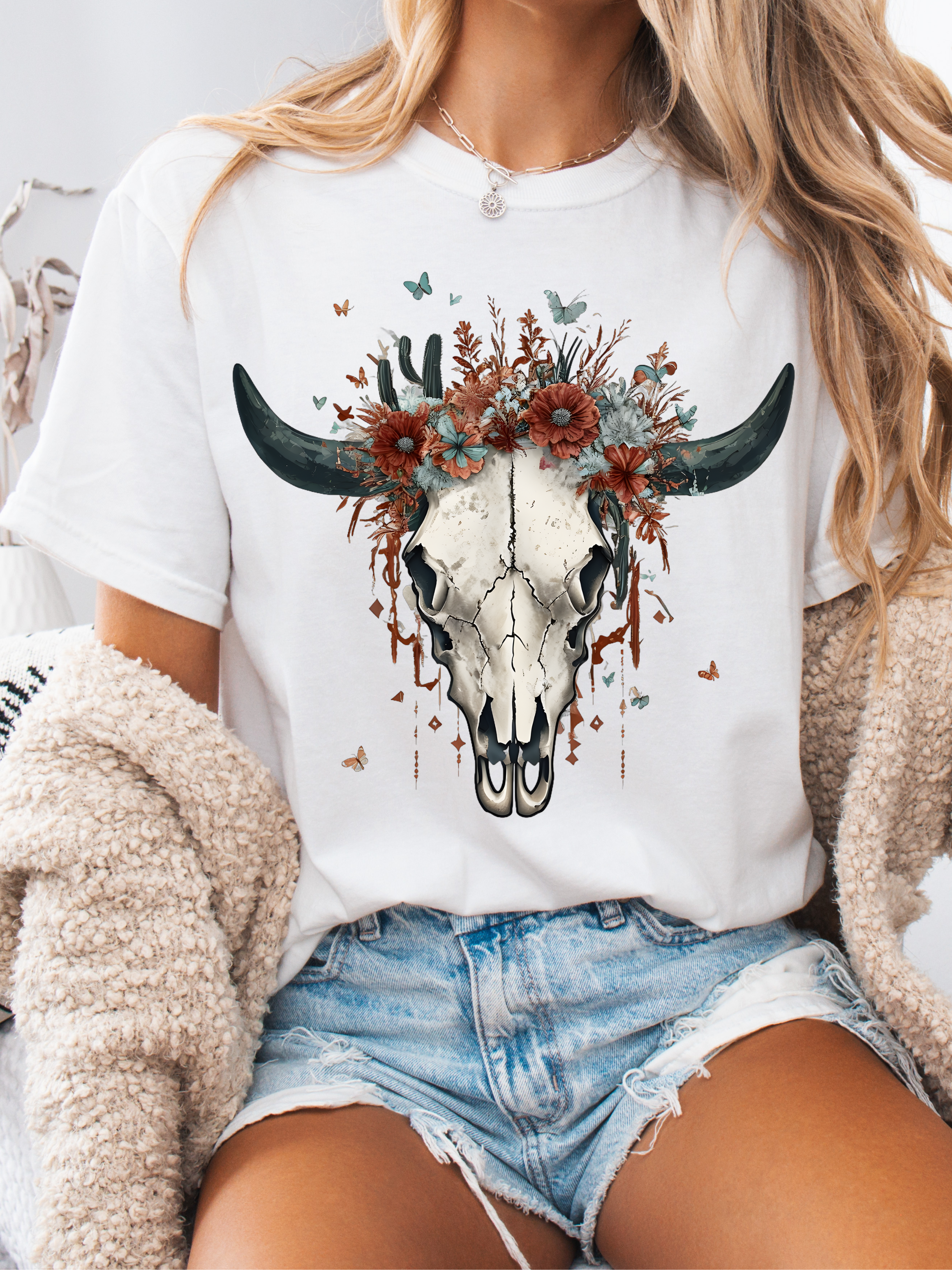 Cactus Moon Co Graphic Tee – Western Boho Skull Shirt