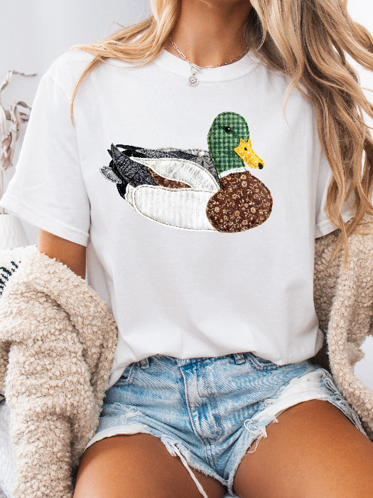 Patch Work Mallard Graphic in White