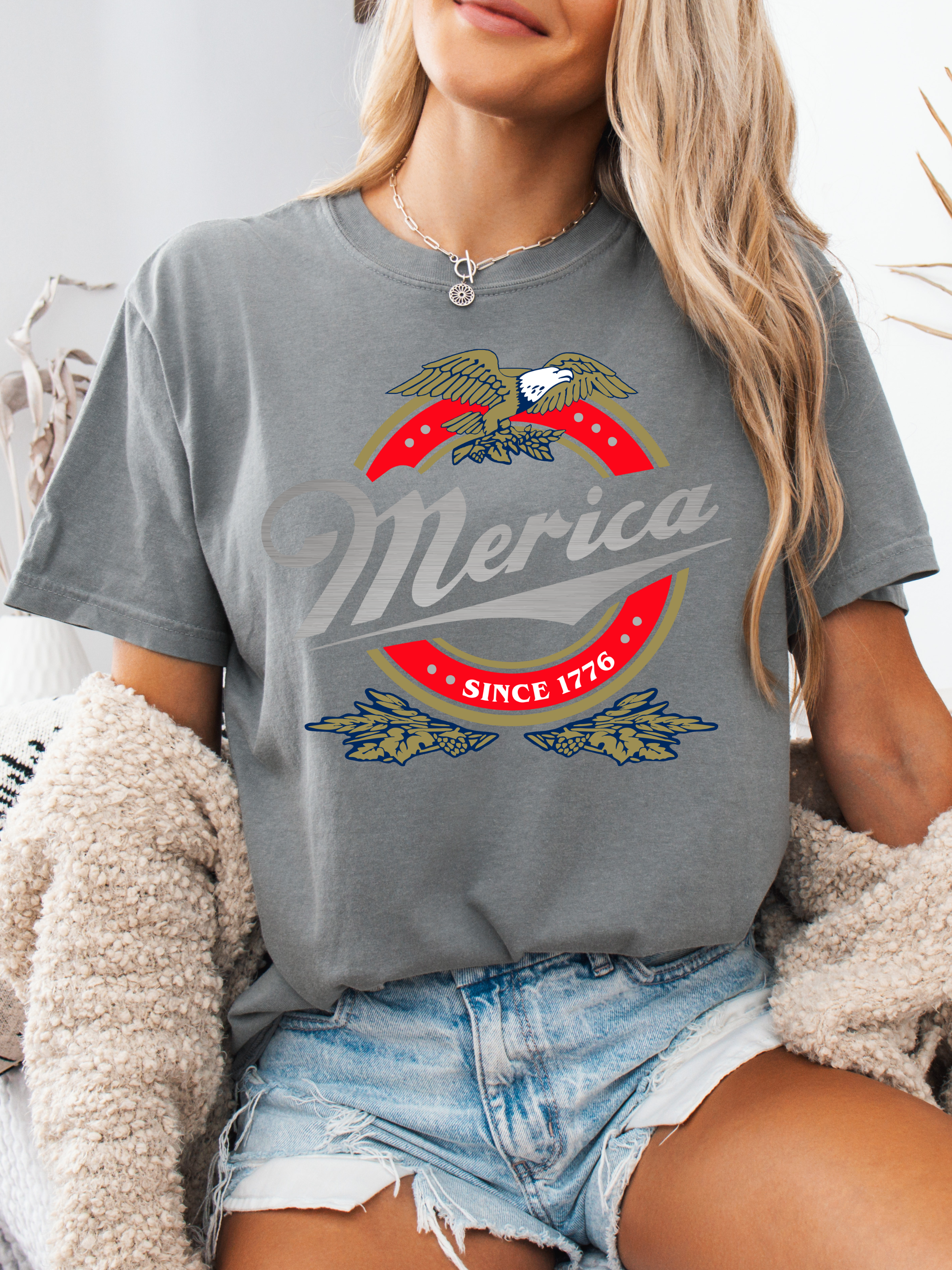 Merica Graphic Tee – Patriotic Red White Blue Shirt
