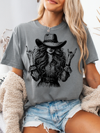 Women’s Lainey Cool Cowgirl graphic tee featuring an original Willow Boutique Western design on a relaxed-fit Comfort Colors® 100% cotton T-shirt in Grey