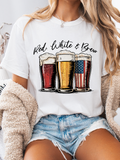 Red White and Brew Graphic Tee | Patriotic Beer Graphic Shirt